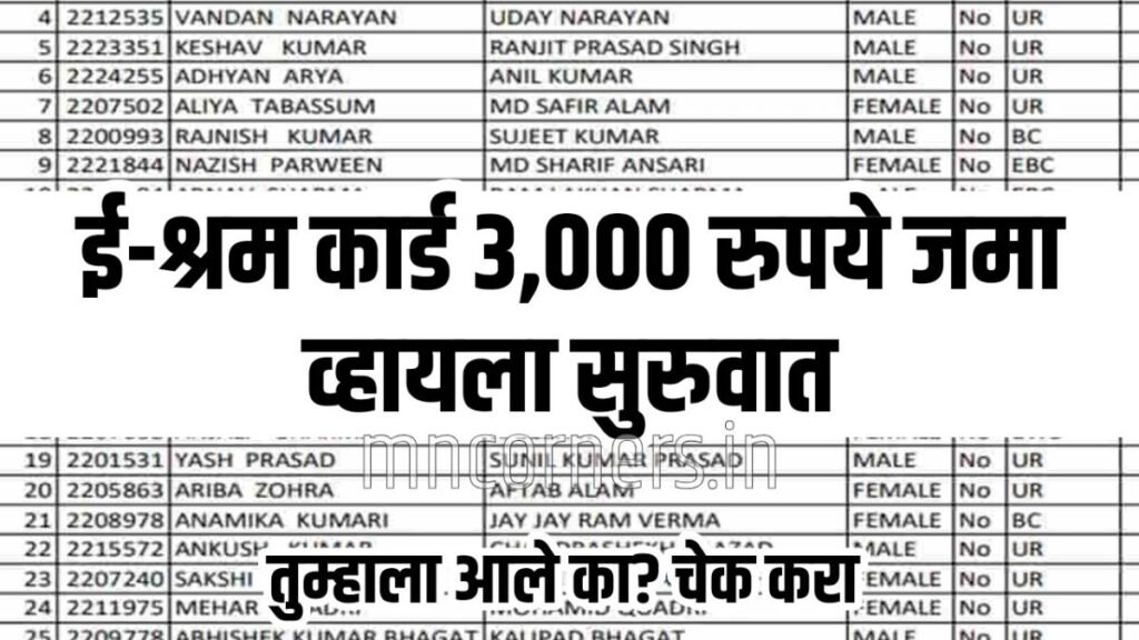 E Shram Payment Status Check